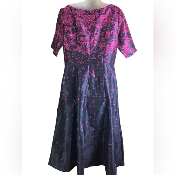 eshakti Placed Floral Print Dupioni Dress Size 16 - Picture 7 of 11